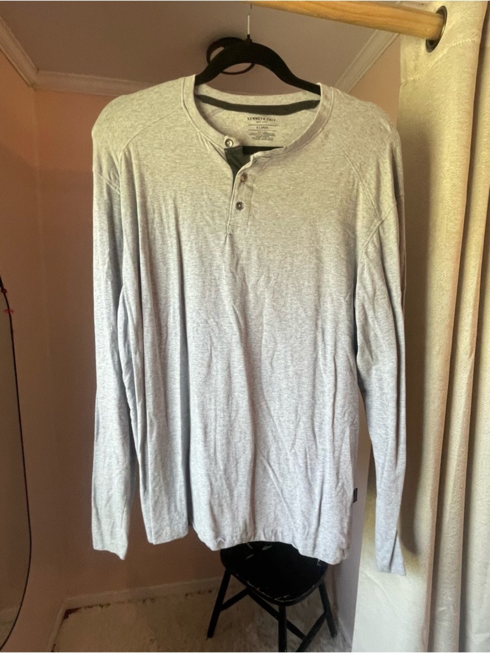 Kenneth Cole Heather Gray Long Sleeve Henley Top